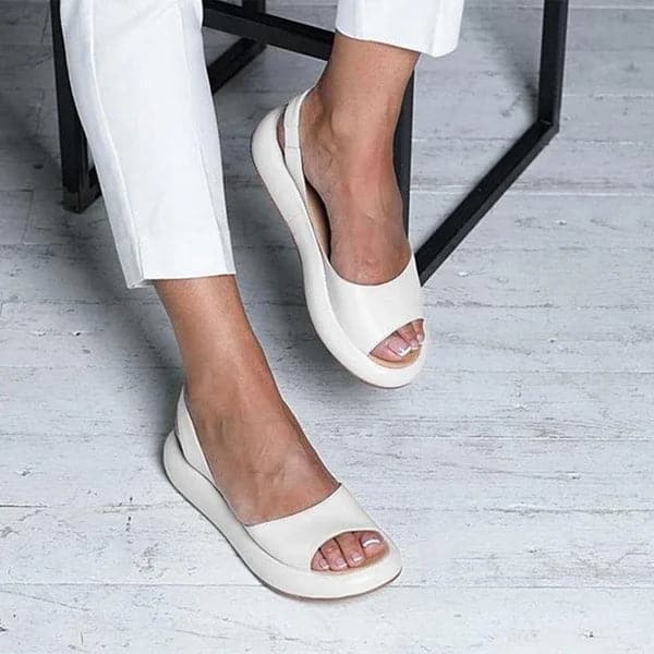 Sandales Slingback Femme - Confort Semelle Plate - Bout Ouvert - Élégantes et Décontractées