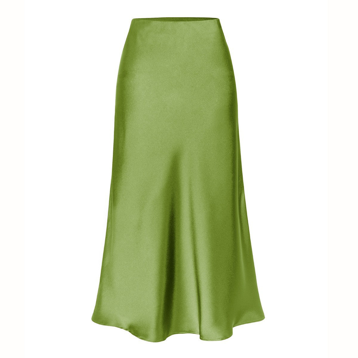 Jupe midi élégante en satin taille haute pour femme