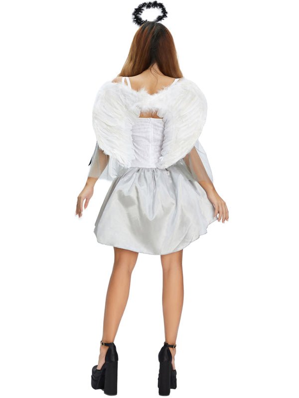 Robe mini femme – Coupe moulante – Manches transparentes – Détail corset et ailes