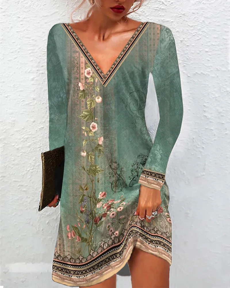 Esja - Mini robe verte à bretelles et imprimée