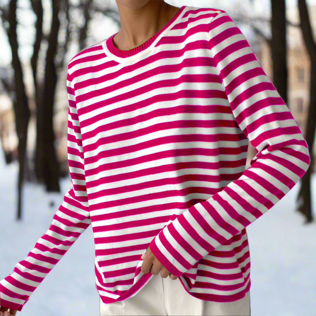 Haut rayé chic, confortable et classique pour femme