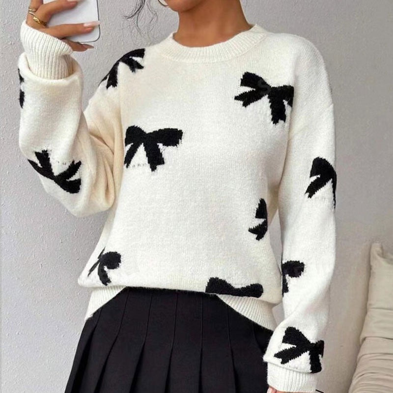 Femme Pull-Over - Maille Douce - Coupe Décontractée - Col Rond Côtelé - Manches Longues