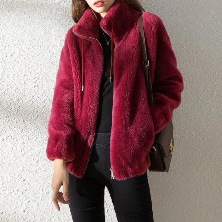 Veste femme – Coupe oversize décontractée – Polaire douce – Réversible avec fermeture zippée