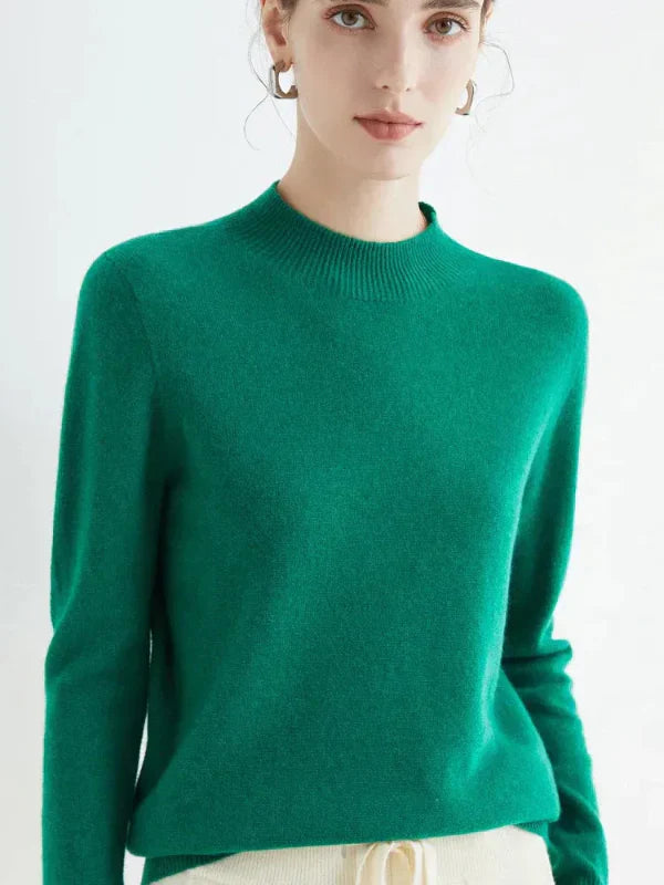 Pull femme – Coupe droite – Laine douce – Manches longues – Col rond côtelé