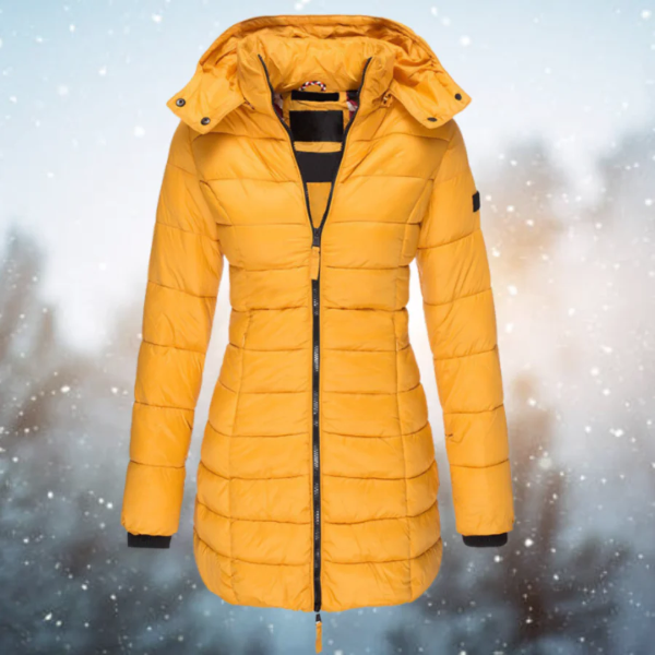 Manteau long femme – Doudoune cintrée – Capuche amovible – Déperlant chaud