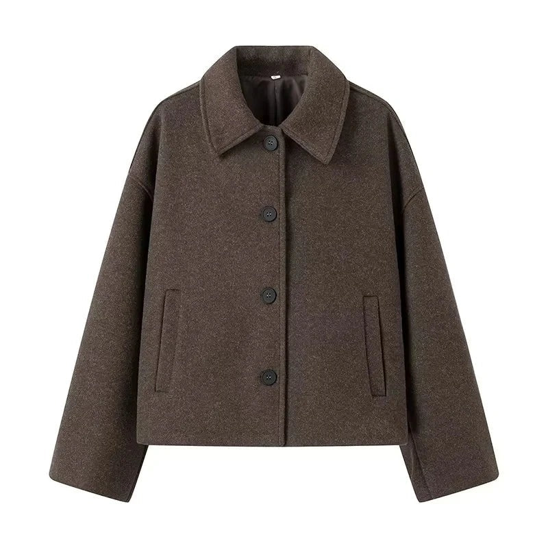 Veste femme – Laine mélangée – Coupe boxy – Fermeture boutonnée – Style minimaliste