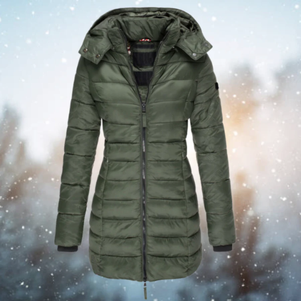 Manteau long femme – Doudoune cintrée – Capuche amovible – Déperlant chaud