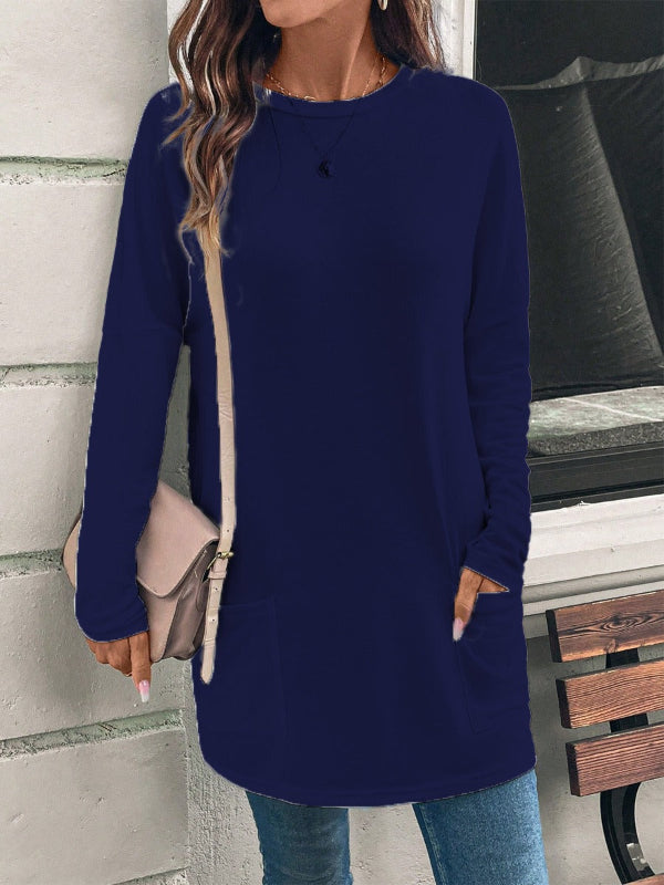 Tunique femme – Coton doux – Coupe ample – Manches longues – Poches avant