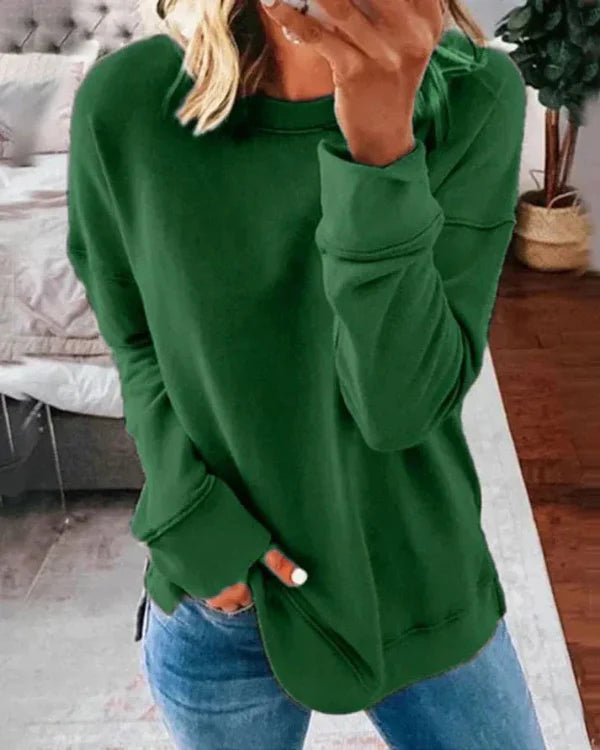 Sweatshirt femme – Coupe ample – Coton doux – Col rond confortable – Manches longues