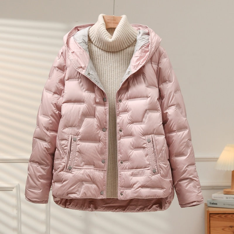 Manteau femme duvet – Coupe ample – Col à revers – Matelassé léger imperméable