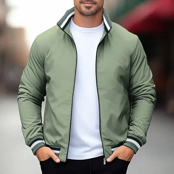 Veste homme – Coupe régulière – Tissu léger respirant – Col montant zippé