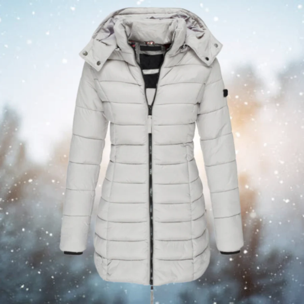 Manteau long femme – Doudoune cintrée – Capuche amovible – Déperlant chaud
