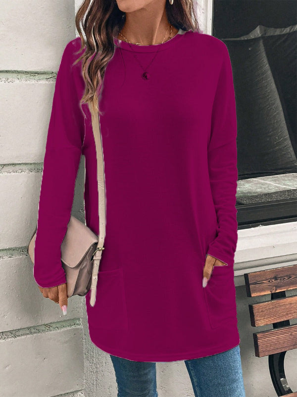 Tunique femme – Coton doux – Coupe ample – Manches longues – Poches avant
