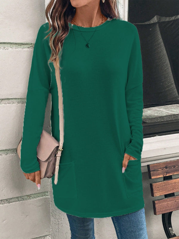 Tunique femme – Coton doux – Coupe ample – Manches longues – Poches avant