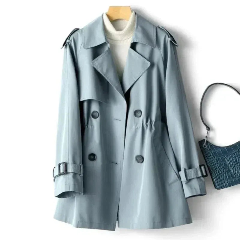Manteau trench femme – Coupe cintrée – Double boutonnage – Épaules à pattes – Coton