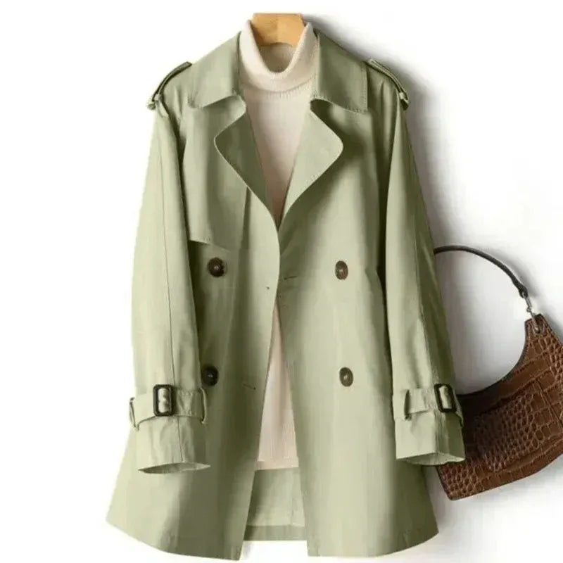 Manteau trench femme – Coupe cintrée – Double boutonnage – Épaules à pattes – Coton