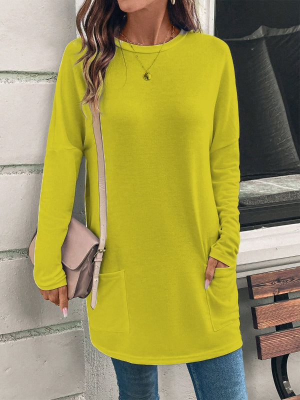 Tunique femme – Coton doux – Coupe ample – Manches longues – Poches avant