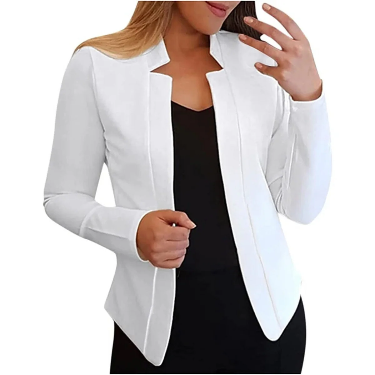 Blazer femme – Coupe slim – Tissu structuré – Manches longues – Design ouvert