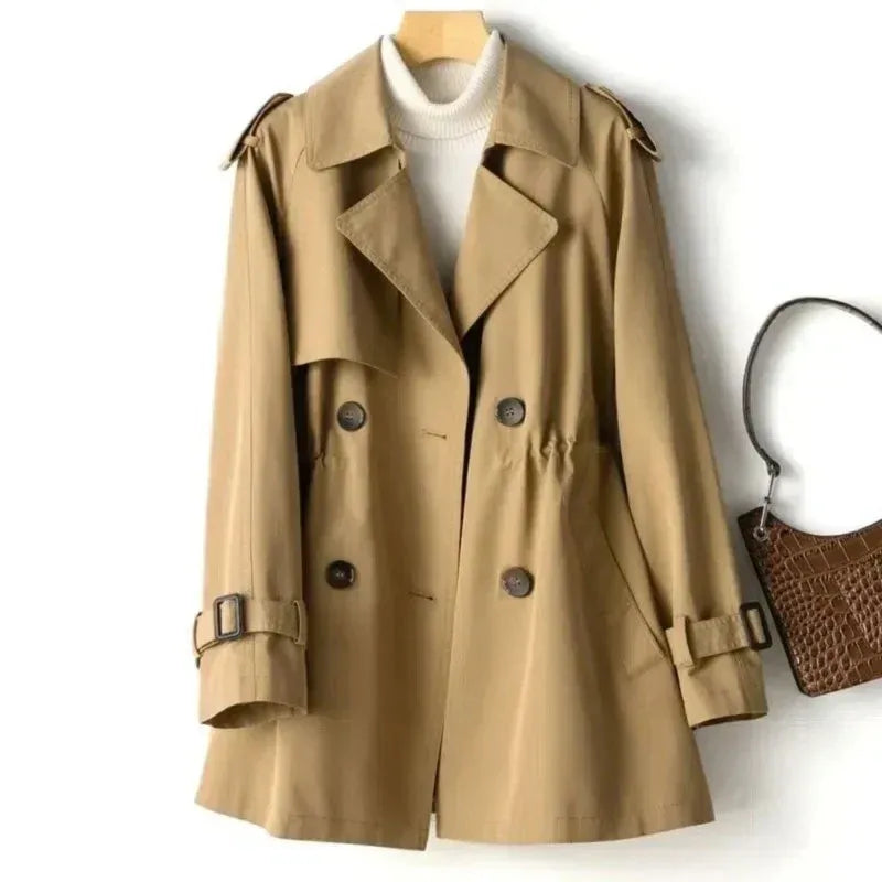 Manteau trench femme – Coupe cintrée – Double boutonnage – Épaules à pattes – Coton
