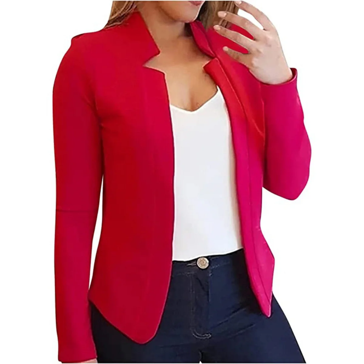 Blazer femme – Coupe slim – Tissu structuré – Manches longues – Design ouvert