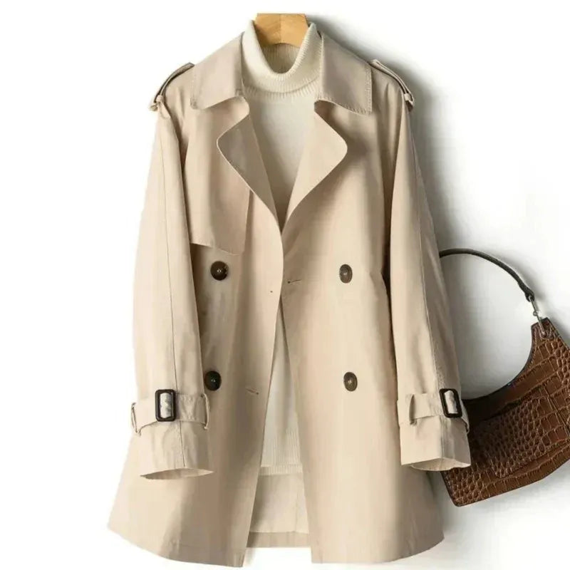 Manteau trench femme – Coupe cintrée – Double boutonnage – Épaules à pattes – Coton
