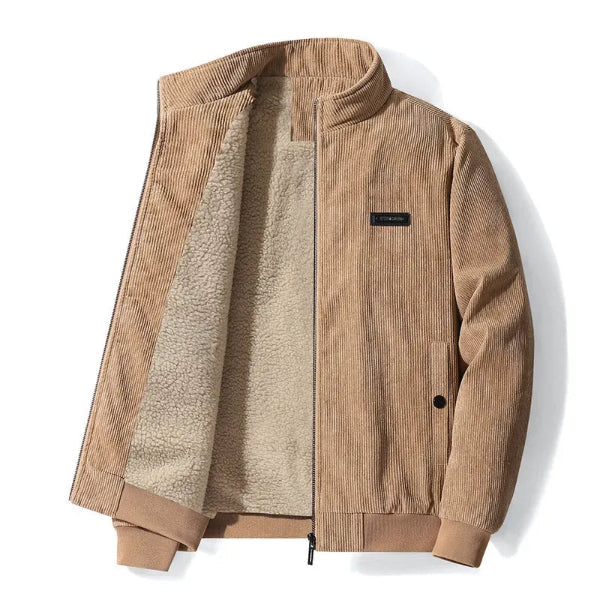 Veste homme – Coupe casual – Côtelée style velours – Doublure polaire – Col montant