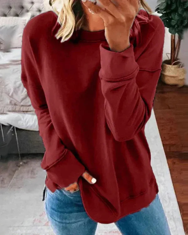 Sweatshirt femme – Coupe ample – Coton doux – Col rond confortable – Manches longues