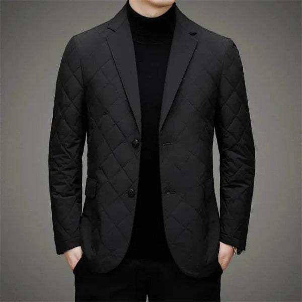 Veste matelassée homme – Coupe slim – Motif losange – Revers cranté – 2 boutons