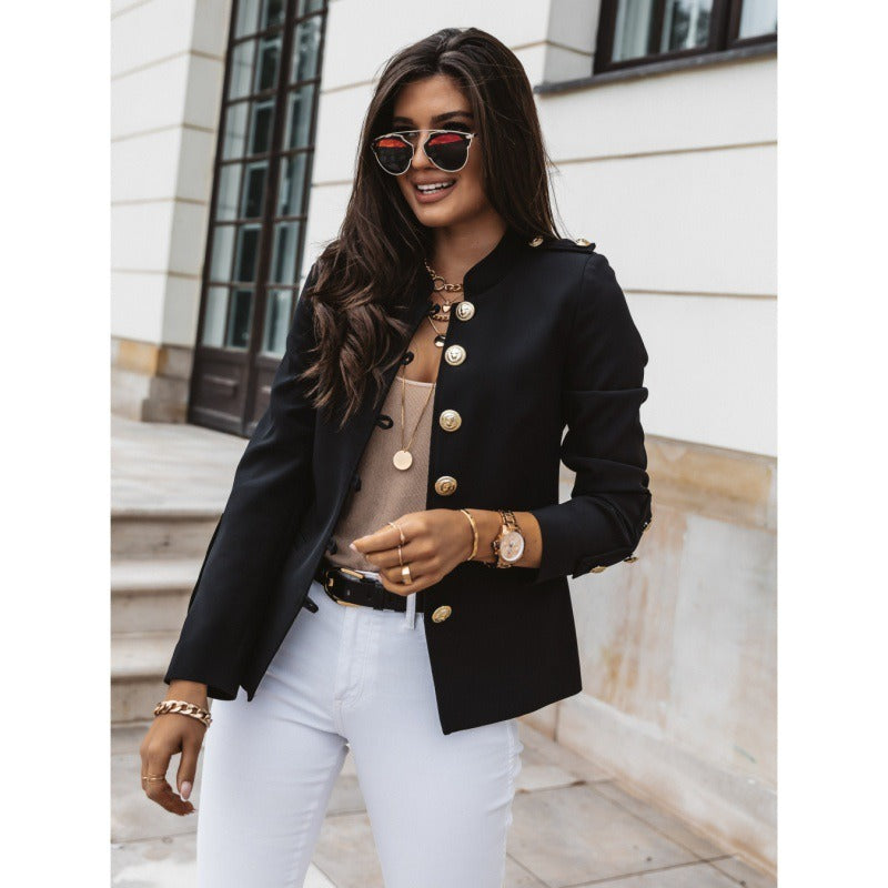 Blazer femme – Coupe slim – Épaules structurées – Double boutonnage – Coton