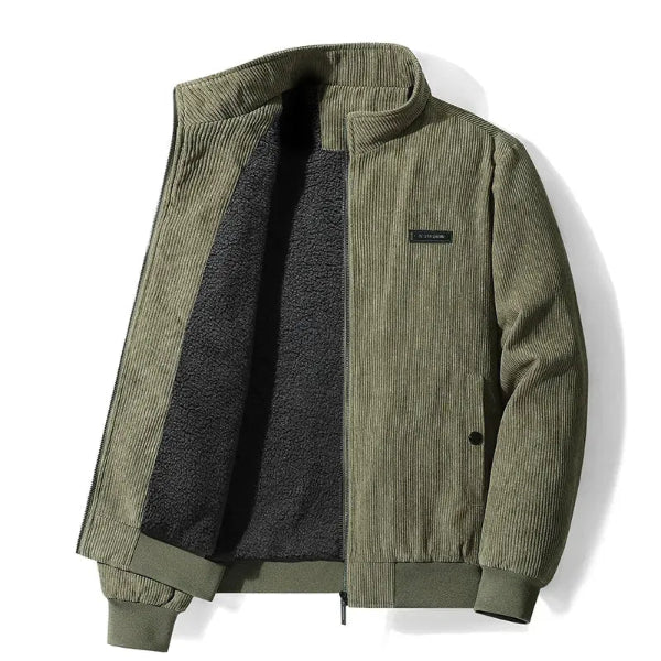 Veste homme – Coupe casual – Côtelée style velours – Doublure polaire – Col montant