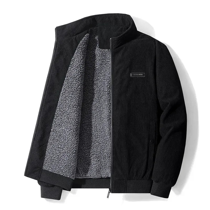 Veste homme – Coupe casual – Côtelée style velours – Doublure polaire – Col montant