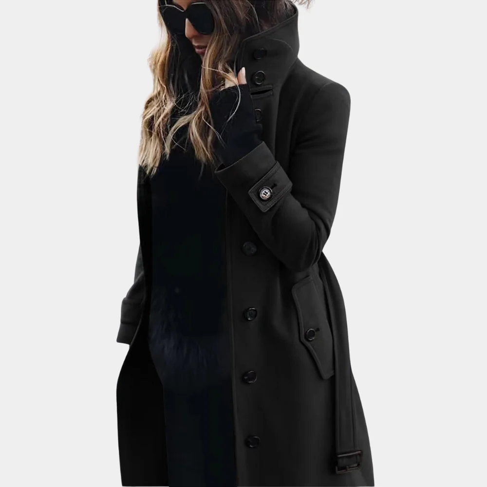 Manteau trench femme – Coupe cintrée – Tissu léger – Ceinture – Longue élégante