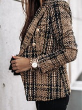 Blazer femme – Coupe cintrée – Double boutonnage – Tissu texturé imprimé – Épaules structurées