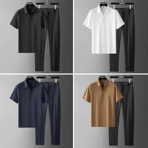 Chemise homme à manches courtes – Coupe slim – Col classique – Tissu coton respirant