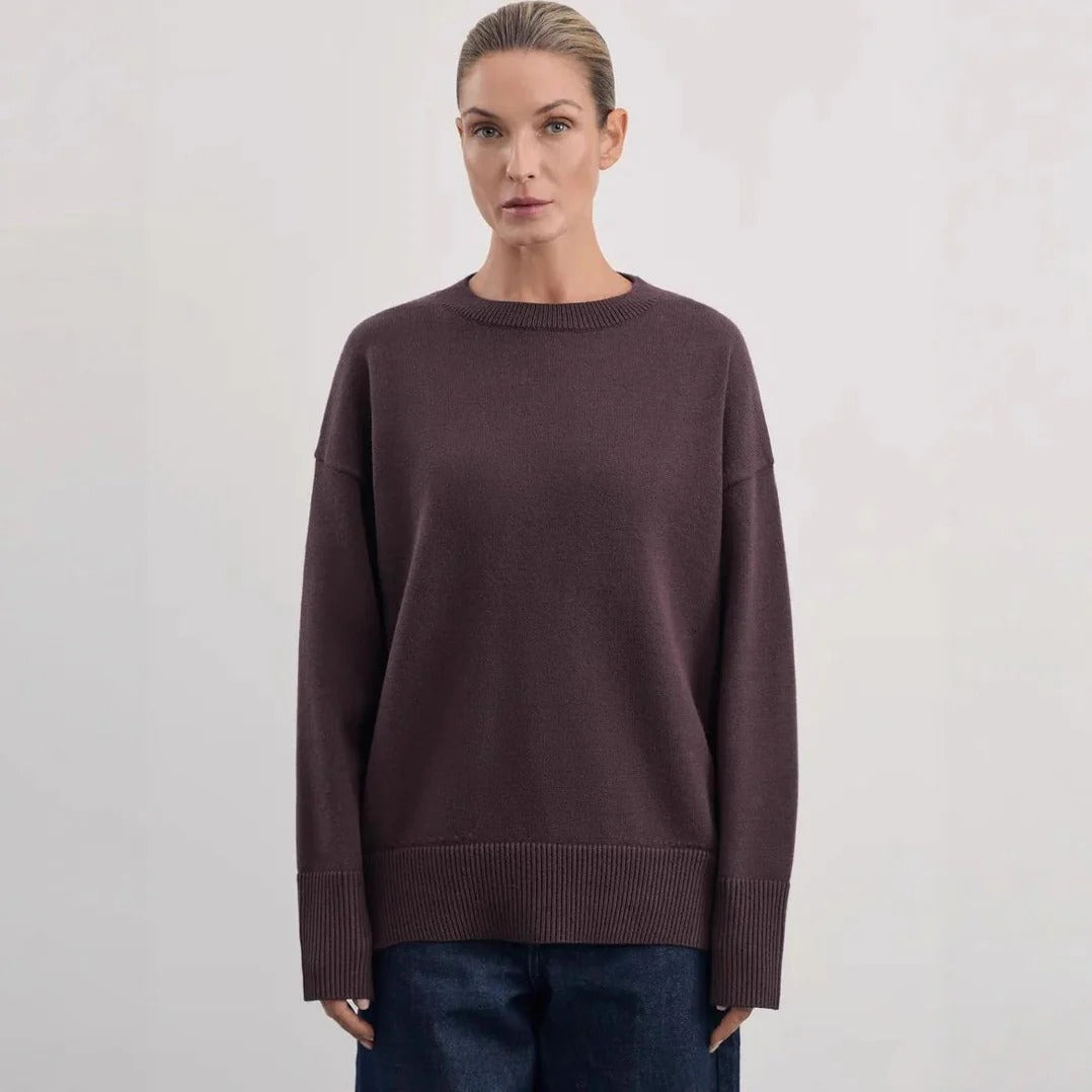 Pull femme – Maille douce – Coupe ample – Col montant – Manches longues