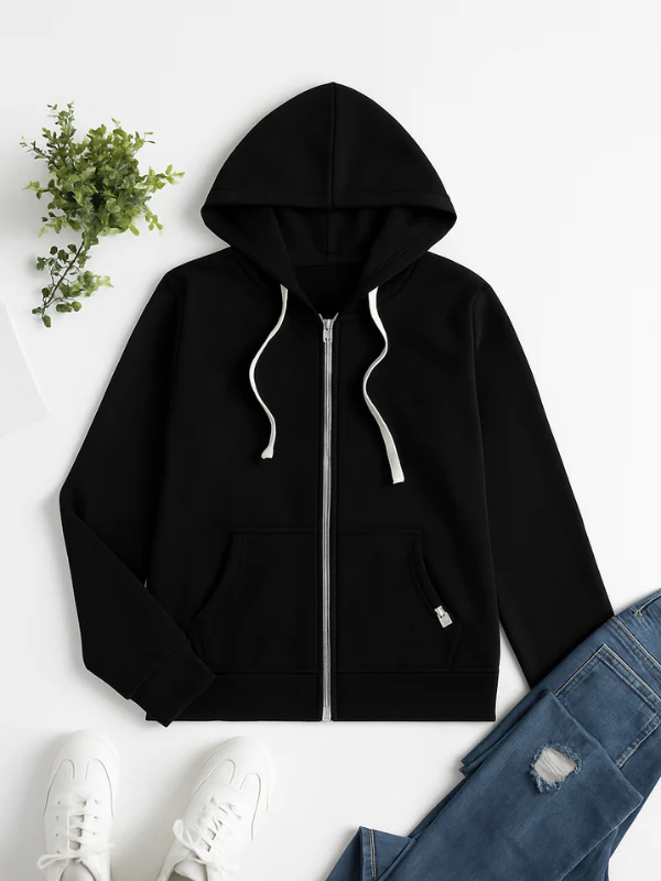 Sweat à capuche zippé femme – Coupe regular – Coton – Capuche à cordon ajustable – Poches