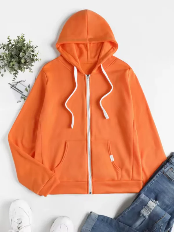 Sweat à capuche zippé femme – Coupe regular – Coton – Capuche à cordon ajustable – Poches