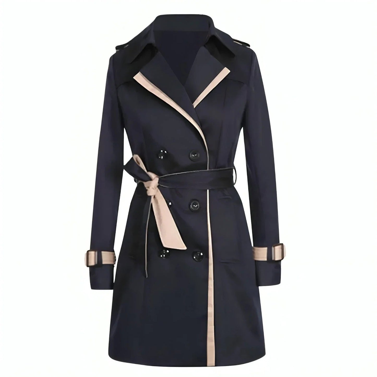 Manteau trench femme – Coupe cintrée – Double boutonnage – Ceinture – Épaulettes