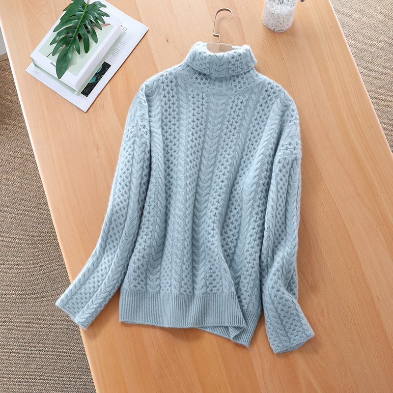 Pull femme – Col roulé – Maille torsadée – Coupe décontractée – Texture douce chaude