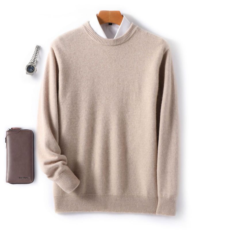 Sweatshirt homme – Laine douce – Coupe décontractée – Col rond côtelé – Design minimal