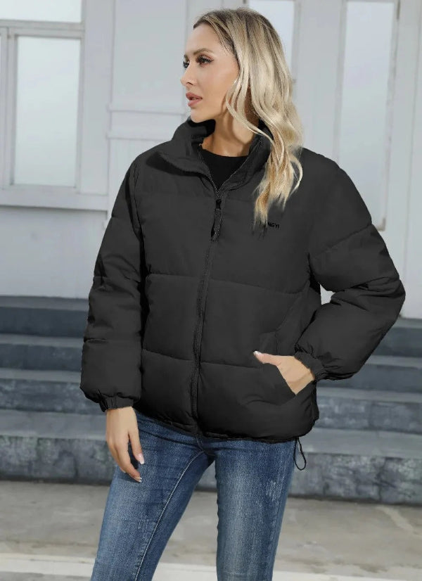 Veste femme matelassée – Coupe décontractée – Col montant – Poignets élastiqués – Zip devant