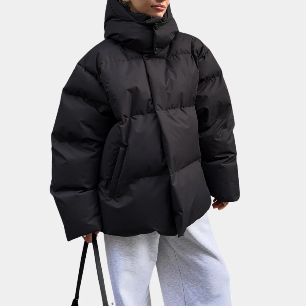 Veste matelassée femme – Coupe oversize – Capuche intégrée – Longueur hanches
