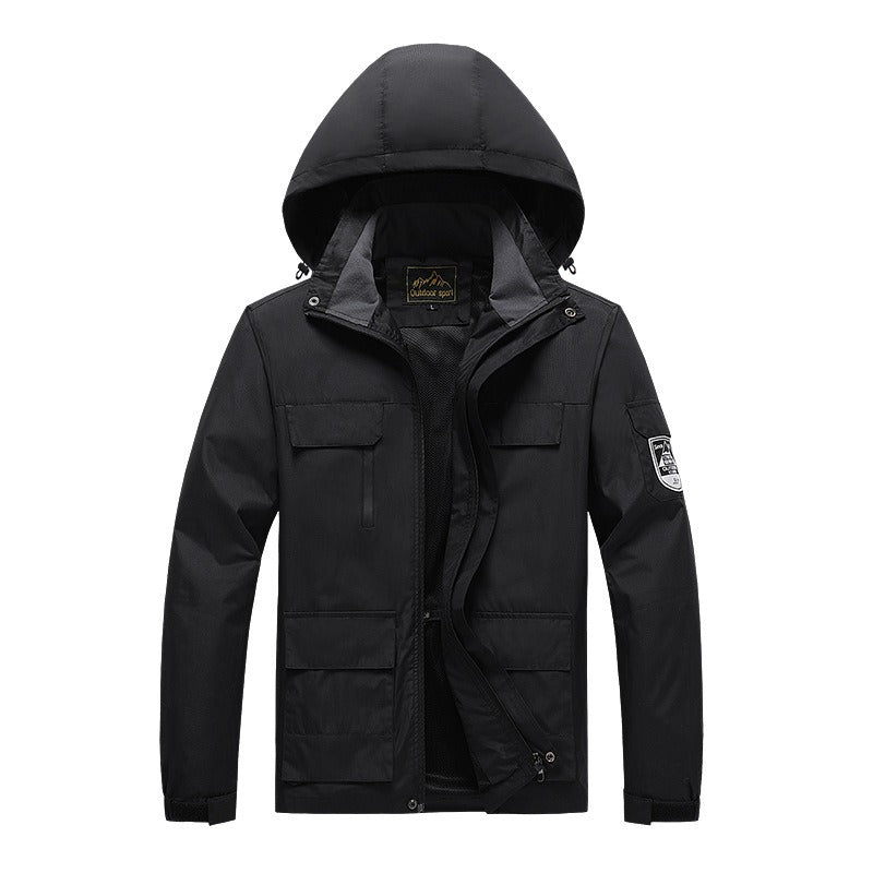 Homme Veste - Tissu Tissé - Col Montant - Manches Longues - Coupe Régulière
