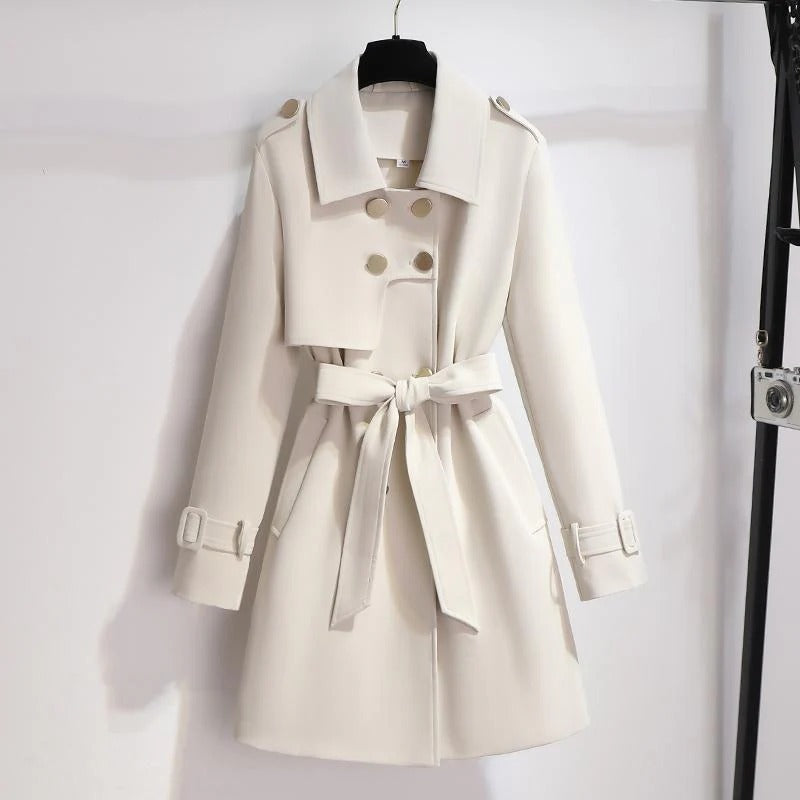 Manteau trench femme – coupe cintrée – double boutonnage – ceinture ajustable