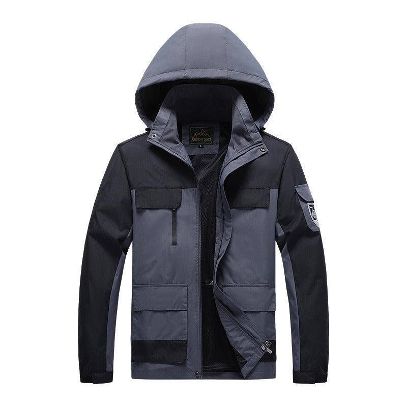 Homme Veste - Tissu Tissé - Col Montant - Manches Longues - Coupe Régulière