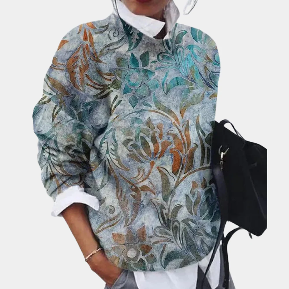 Pull femme – Coupe ample – Maille douce – Motif géométrique – Manches longues