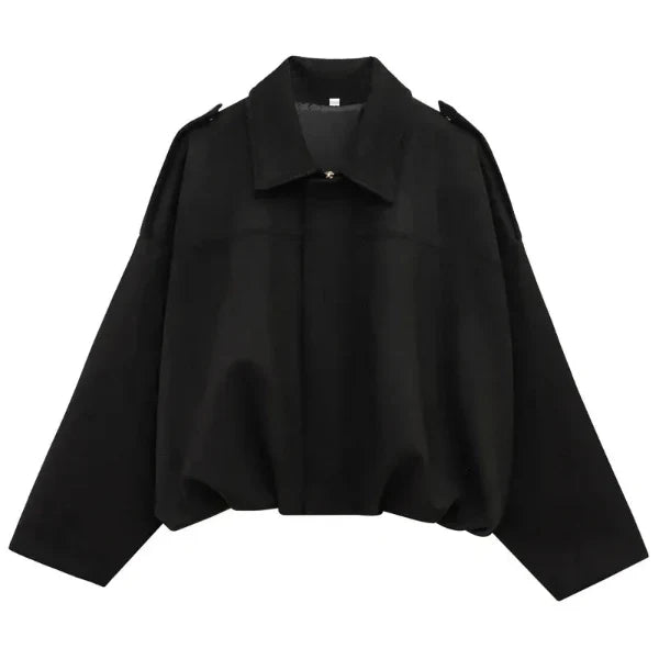 Blouson femme – Coupe courte – Col à revers – Fermeture zippée – Ourlet élastique