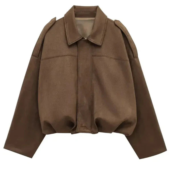 Blouson femme – Coupe courte – Col à revers – Fermeture zippée – Ourlet élastique