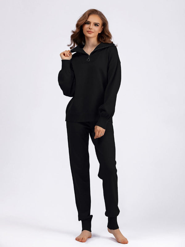 Femme Ensemble Deux Pièces - Maille Fine - Coupe Décontractée - Manches Bouffantes