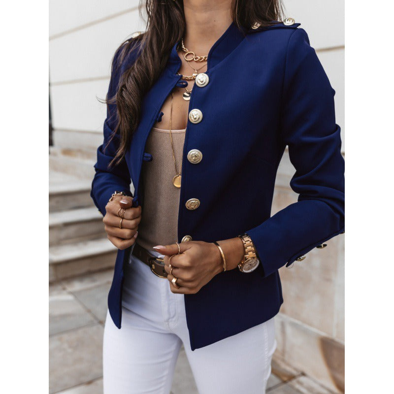 Blazer femme – Coupe slim – Épaules structurées – Double boutonnage – Coton